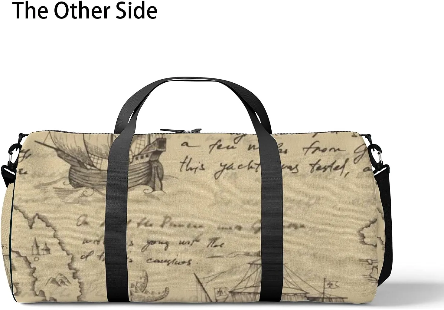 Sports Gym Bag for Women and Men Waterproof Vintage Sailboat Hand Drawn Sketch Duffel Bag Lightweight Carryon Traveling Boarding Gripsack