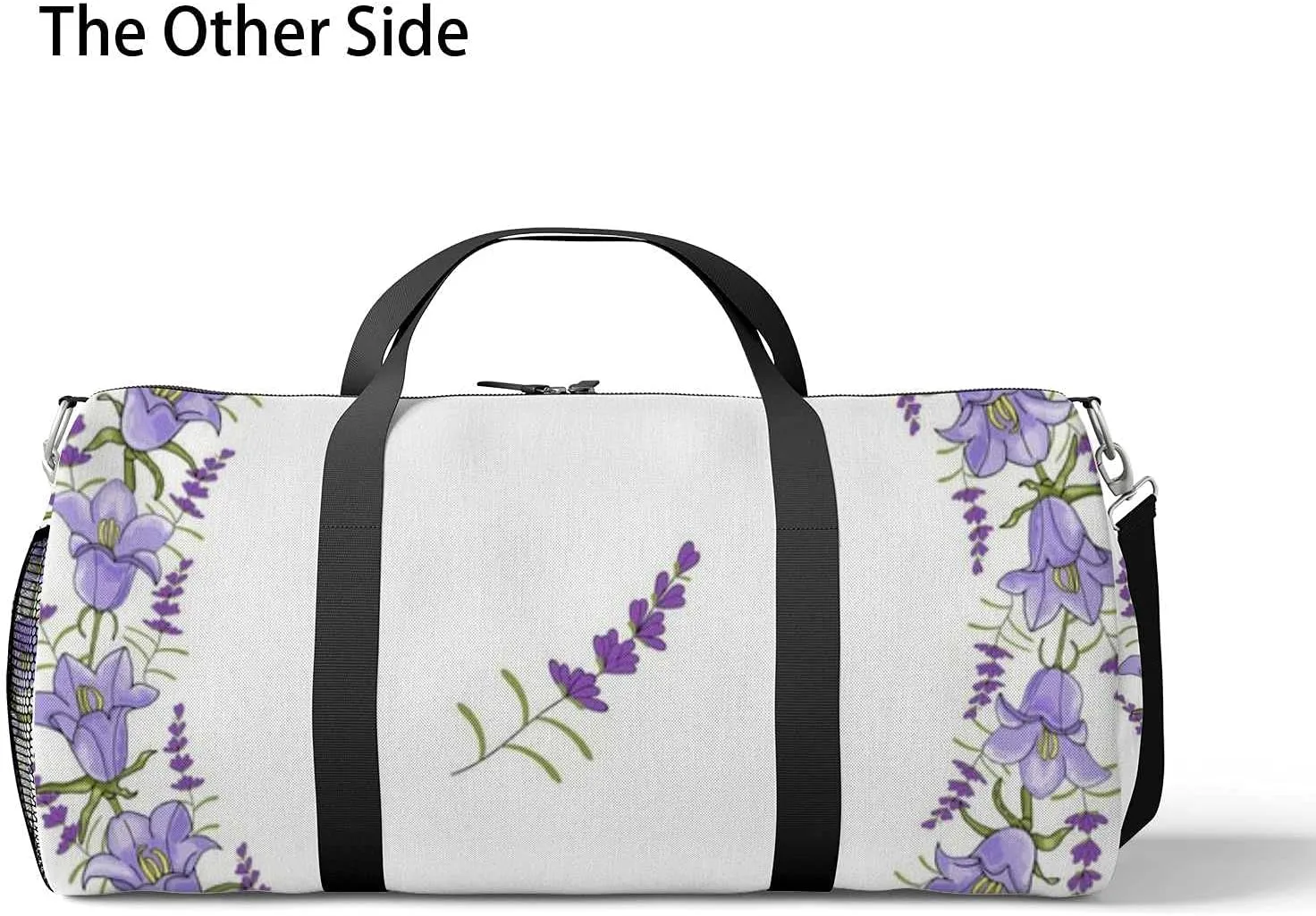 Sports Gym Bag for Women and Men Waterproof Wreath Flowers Bluebells Lavender Holiday Duffel Bag Lightweight Carryon Traveling Boarding Gripsack
