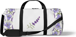 Sports Gym Bag for Women and Men Waterproof Wreath Flowers Bluebells Lavender Holiday Duffel Bag Lightweight Carryon Traveling Boarding Gripsack