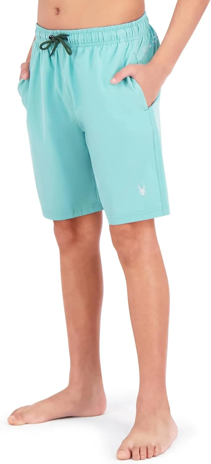 Spyder Boys' Swim Trunk Volley Shorts– Quick-Dry, UPF 30 , 4-Way Stretch, Brief Liner, Pockets