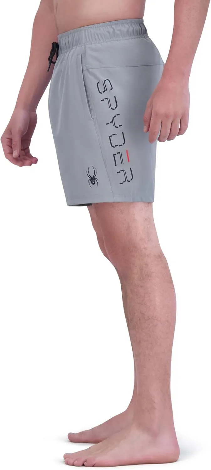 Spyder Men's Swim Trunks, Stretch, Quick-Dry, 7-inch Board Shorts, UPF 50 , Compression Boxer Liner