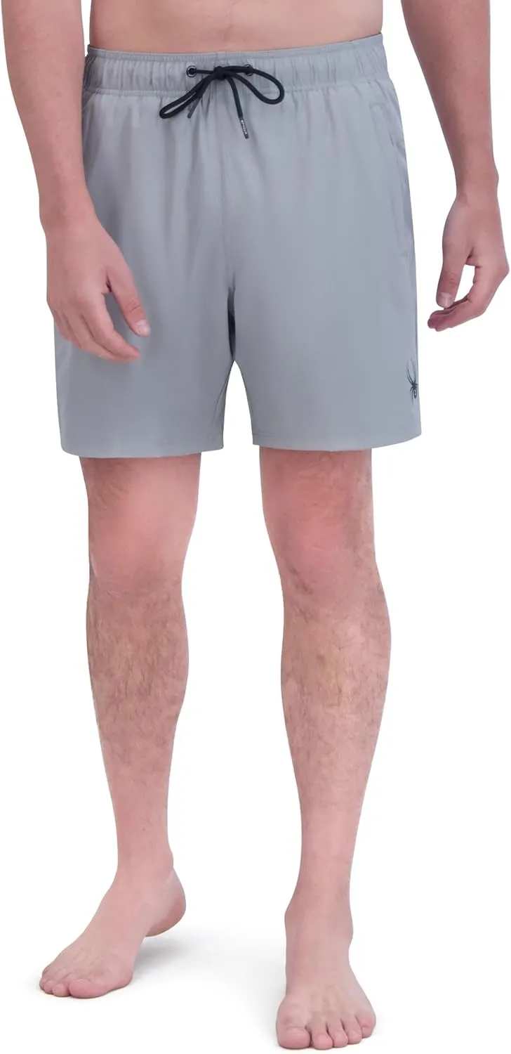 Spyder Men's Swim Trunks, Stretch, Quick-Dry, 7-inch Board Shorts, UPF 50 , Compression Boxer Liner