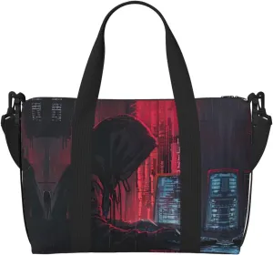 SSIMOO Hacker Attack Print Portable Travel Duffel Bag,Ideal For Business And Private Travel, Black
