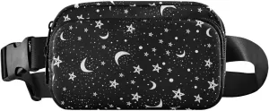 Star and Moon Fanny Pack Fashion Belt Bag Women Waist Bag Waterproof Adjustable Strap Casual Travel Hiking Cycling Running