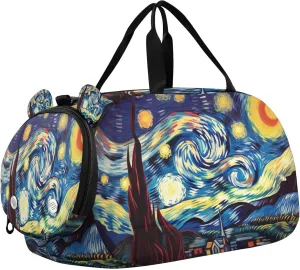 Starry Night Youth Sports & Travel Duffle Bag with Shoe Compartment,Waterproof Gym Bag for Girls and Boys (Overnight Essentials Organizer)