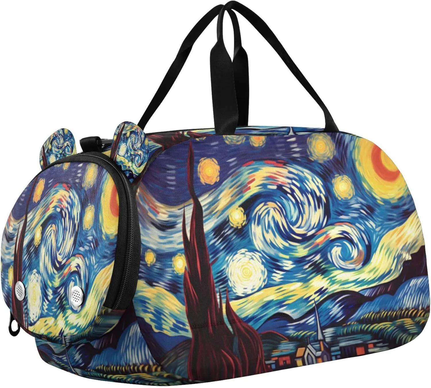 Starry Night Youth Sports & Travel Duffle Bag with Shoe Compartment,Waterproof Gym Bag for Girls and Boys (Overnight Essentials Organizer)