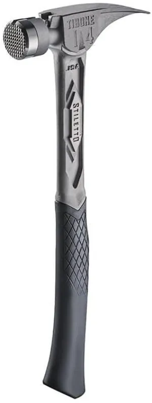 Stiletto TIBONE Titanium Framing Hammer, 14oz, Milled Face, Curved Handle