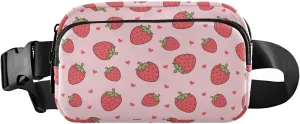 Strawberry Fanny Pack Fashion Belt Bag Women Waist Bag Waterproof Adjustable Strap Casual Travel Hiking Cycling Running