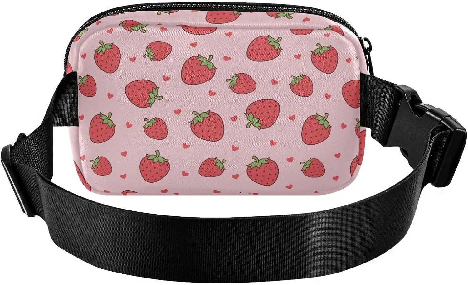 Strawberry Fanny Pack Fashion Belt Bag Women Waist Bag Waterproof Adjustable Strap Casual Travel Hiking Cycling Running