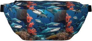 Submarine Shark Coral Unisex Large Capacity Adjustable Shoulder Strap Fanny Pack Crossbody Bag For Running Traveling Shopping