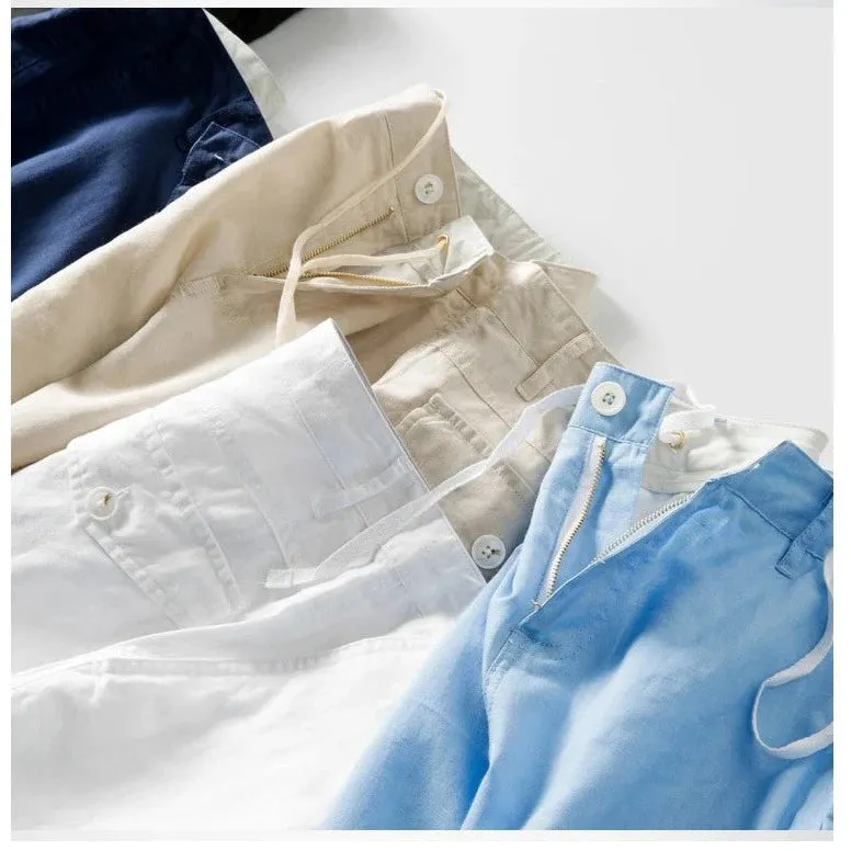 Summer Cotton Linen Beach Shorts