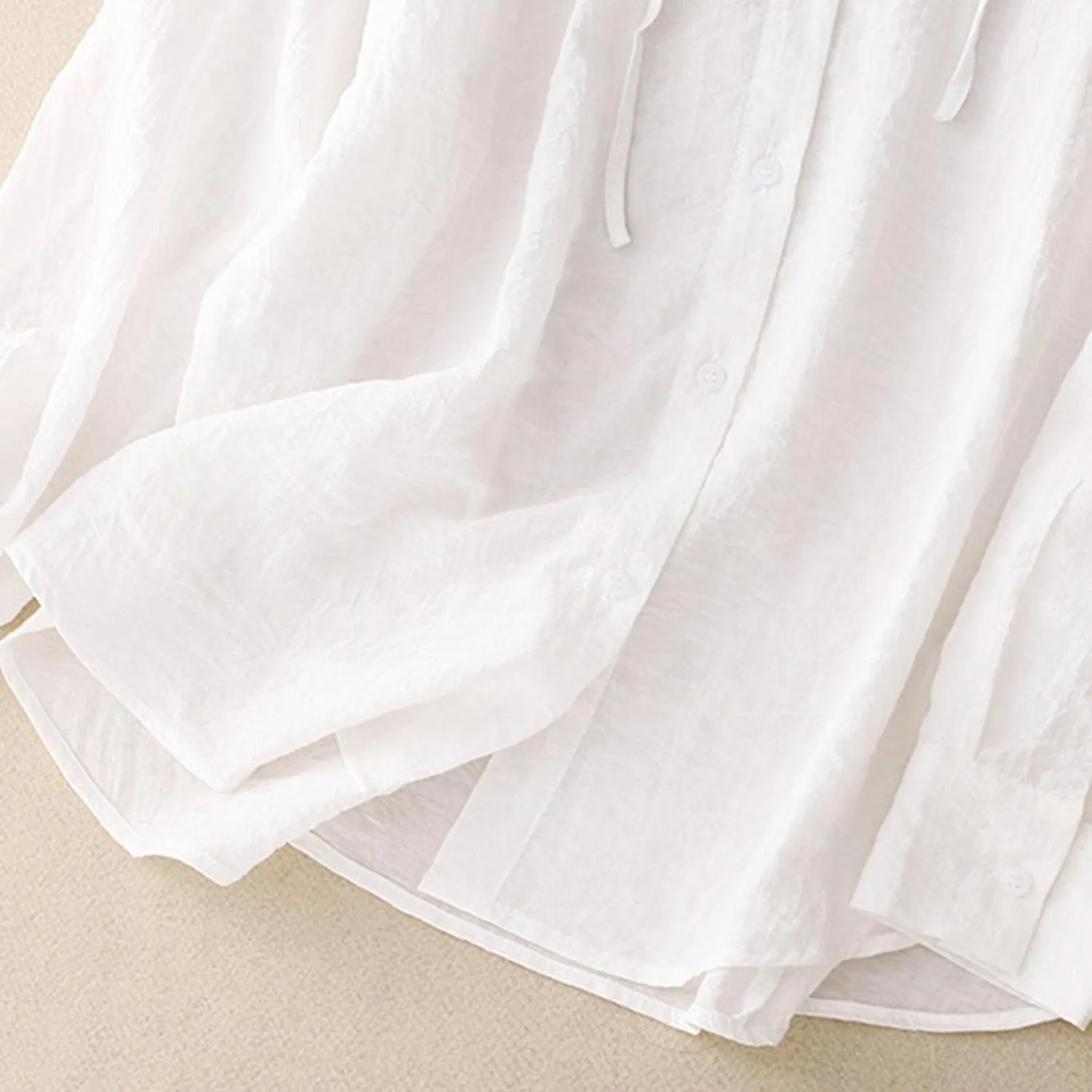 Summer Cotton Linen Button Hooded Long Sleeve Sun Shirts for Women Casual Loose Breathable Trendy UV Hiking Outwear
