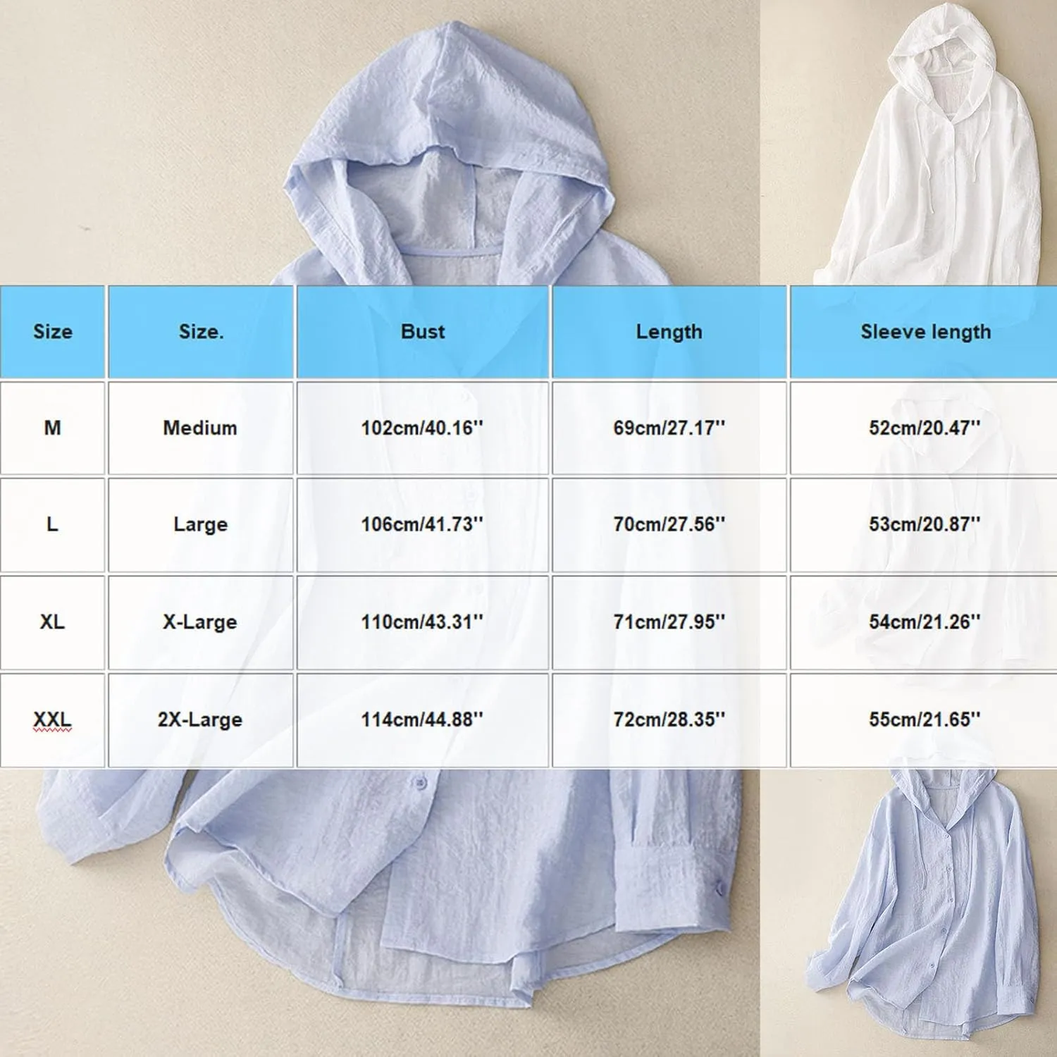 Summer Cotton Linen Button Hooded Long Sleeve Sun Shirts for Women Casual Loose Breathable Trendy UV Hiking Outwear
