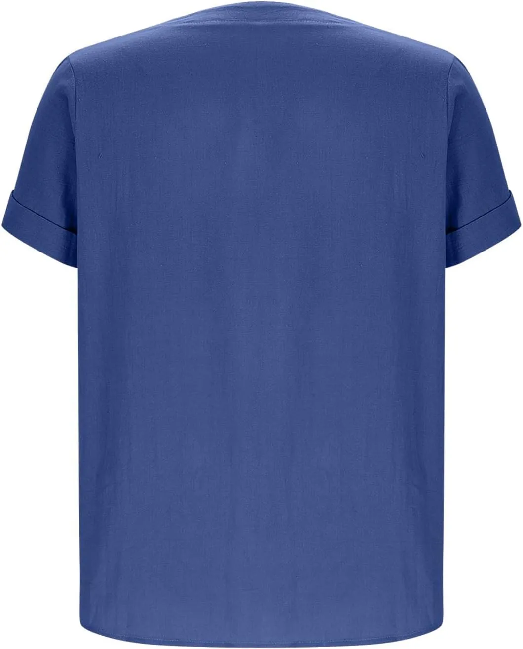 Summer Linen Tops for Women Trendy 2025 Roll Up Short Sleeve Button V Neck Tunic Shirts Oversized Plus Size Blouses