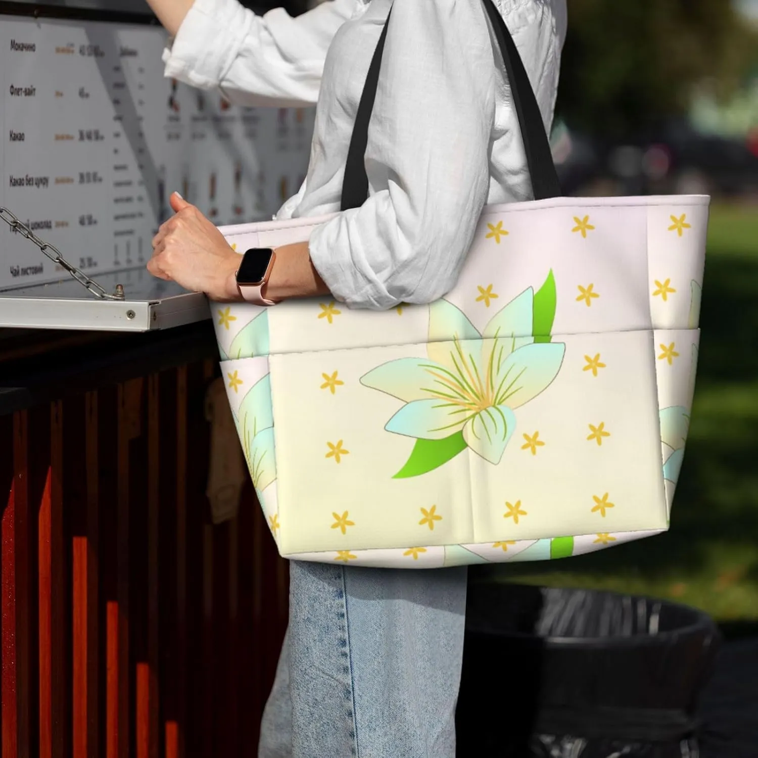 Sunflower Seeds And Mushroom Spacious Large Capacity Beach Travel Bag - Foldable Beach Bag Tote Bag With Zipper