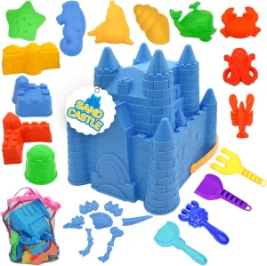 SupMLC Beach Toys for Kids Ages 4-8, Sand Toys for Toddlers with Sand Bucket, Mesh Bag, Sand Castle Building Kit Beach Tool Kit Sandbox Toys Toddler Outdoor Travel