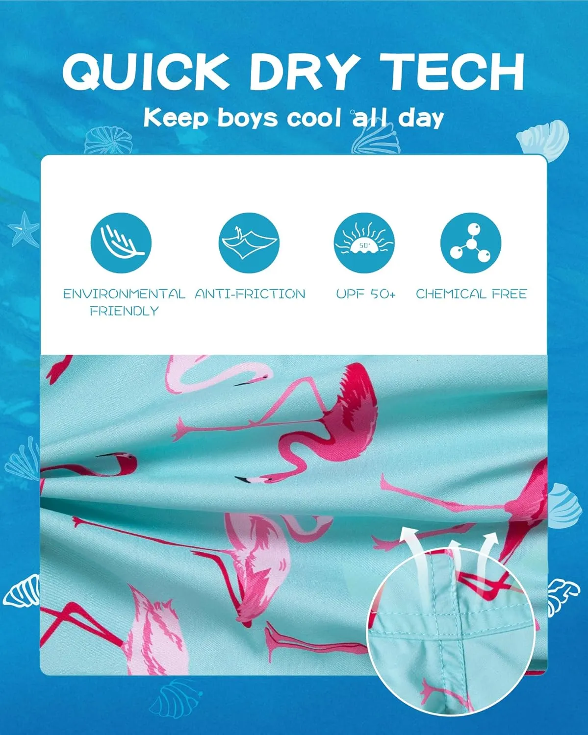 SURF CUZ Boys Swim Trunks Toddler Swim Shorts UPF 50  Bathing Suit for Boy Swimsuit Quick Dry Mesh Beach Boardshorts Swimwear