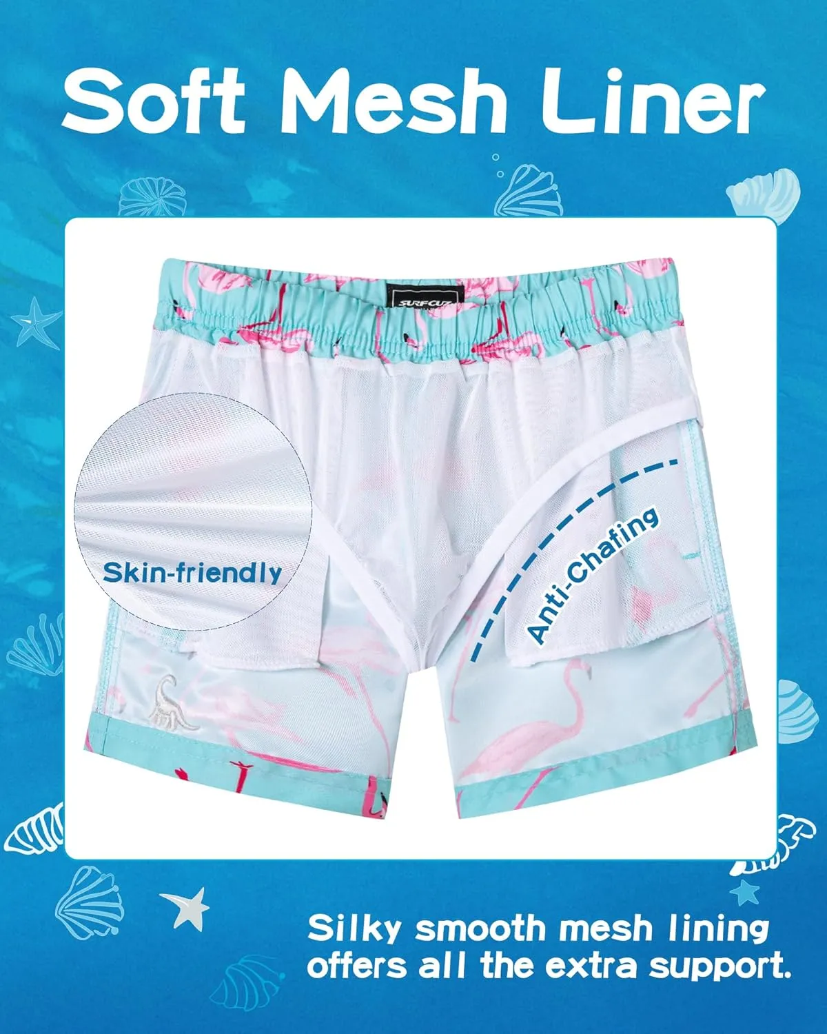 SURF CUZ Boys Swim Trunks Toddler Swim Shorts UPF 50  Bathing Suit for Boy Swimsuit Quick Dry Mesh Beach Boardshorts Swimwear