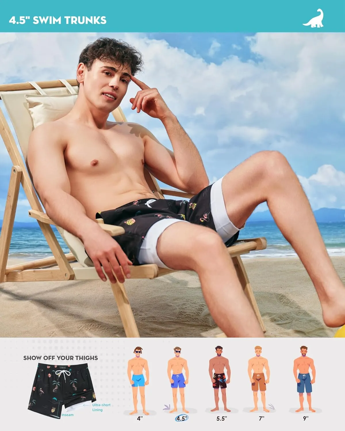SURF CUZ Mens Swim Trunks with Compression Liner Quick Dry Swim Shorts Swimming Trunks 2 in 1 Bathing Suit Zipper Pockets