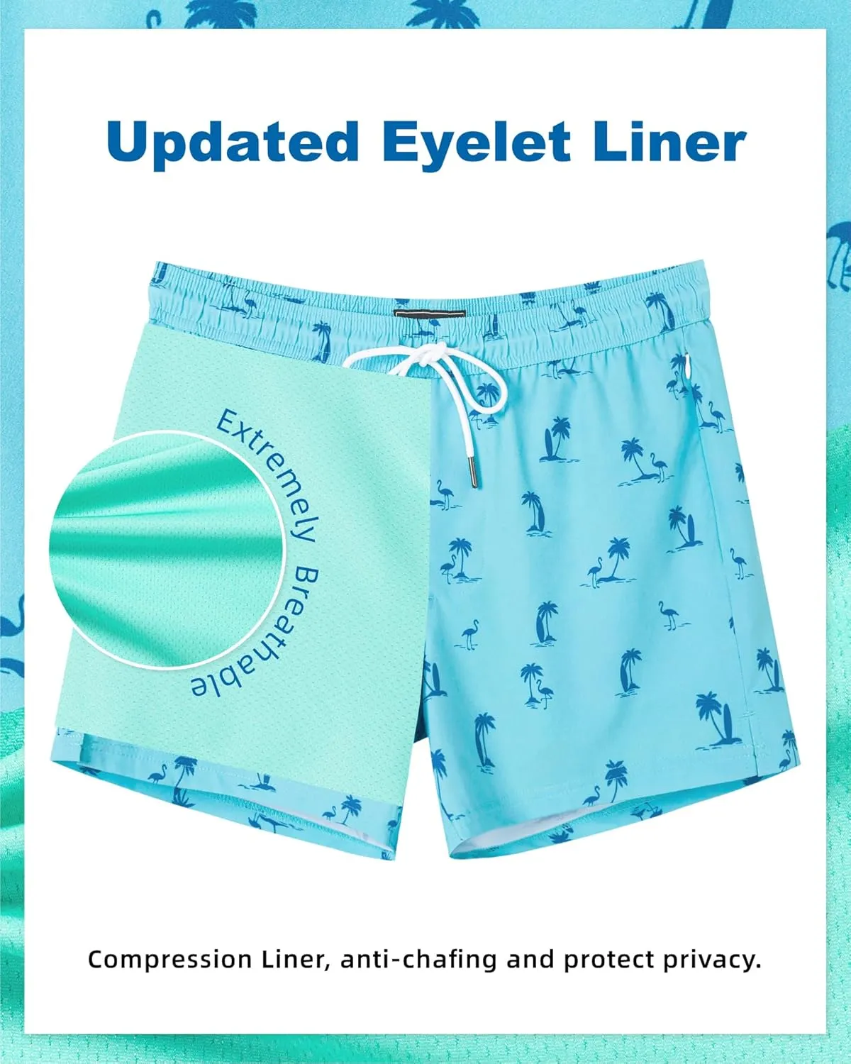 SURF CUZ Mens Swim Trunks with Compression Liner Quick Dry Swim Shorts Swimming Trunks 2 in 1 Bathing Suit Zipper Pockets
