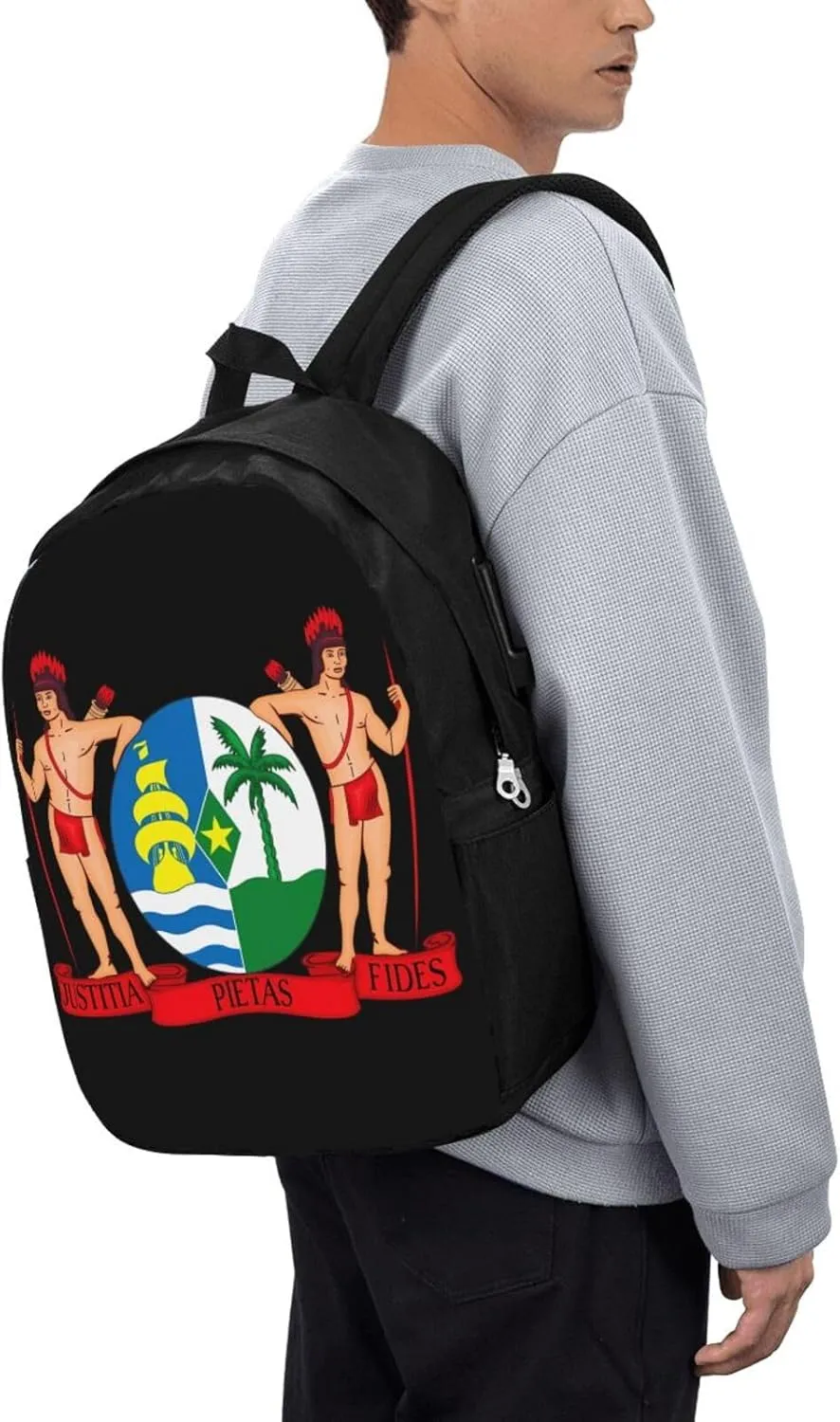 Suriname Surinamese Coat Arms Flag Laptop Backpacks Travel Backpack Casual Business Daypack Sport Rucksack Computer Bag Fits up to 17 Inch Notebook with USB Port