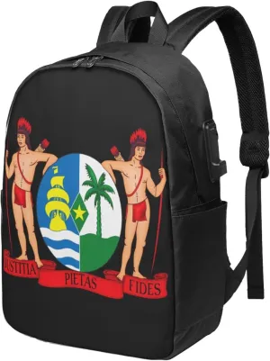 Suriname Surinamese Coat Arms Flag Laptop Backpacks Travel Backpack Casual Business Daypack Sport Rucksack Computer Bag Fits up to 17 Inch Notebook with USB Port