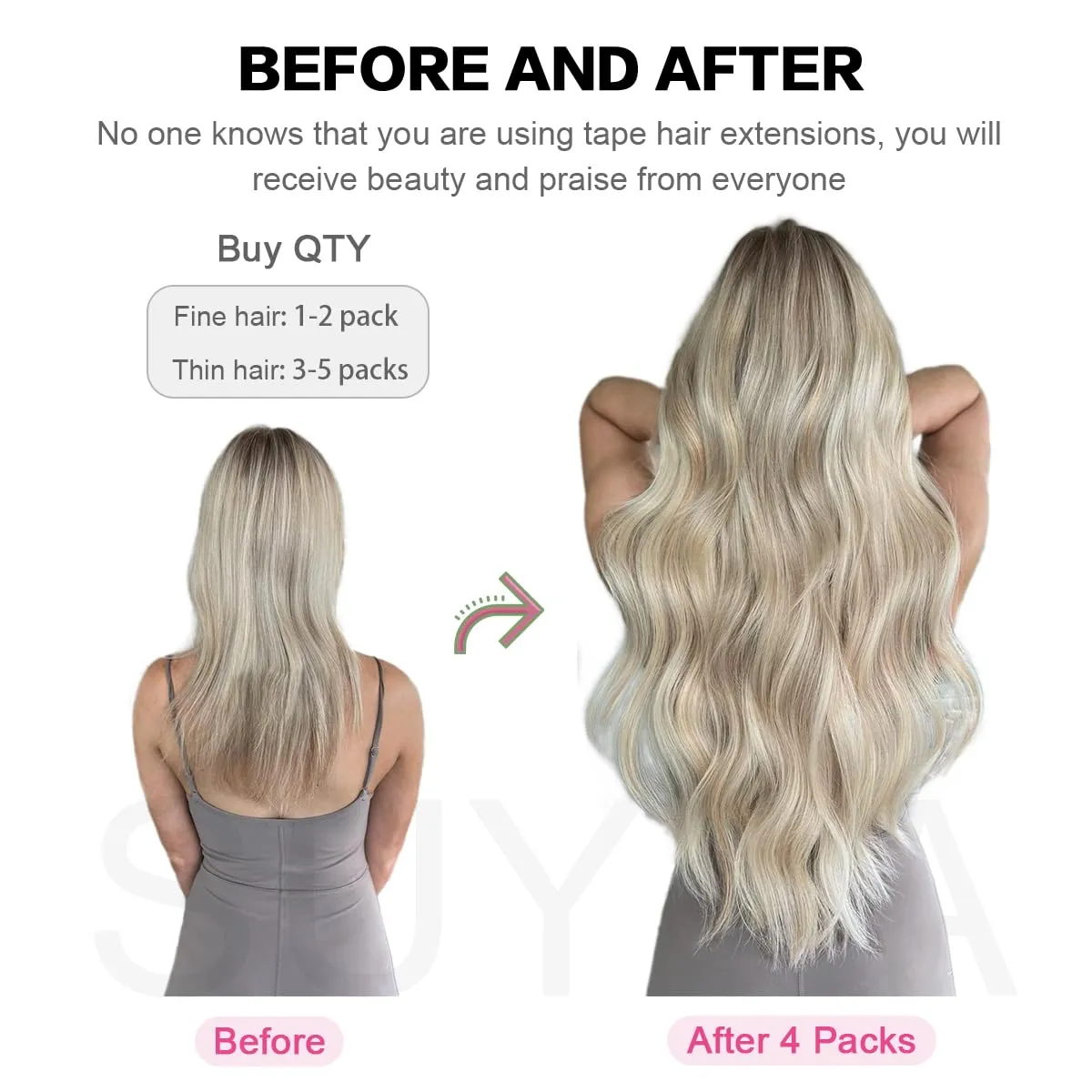 SUYYA Tape in Hair Extensions Human Hair Wine Red Color 100% Remy Human Hair 50g/pack 20pcs Straight Seamless Skin Weft Tape Hair Extensions 99j (24 inches #Burgundy)