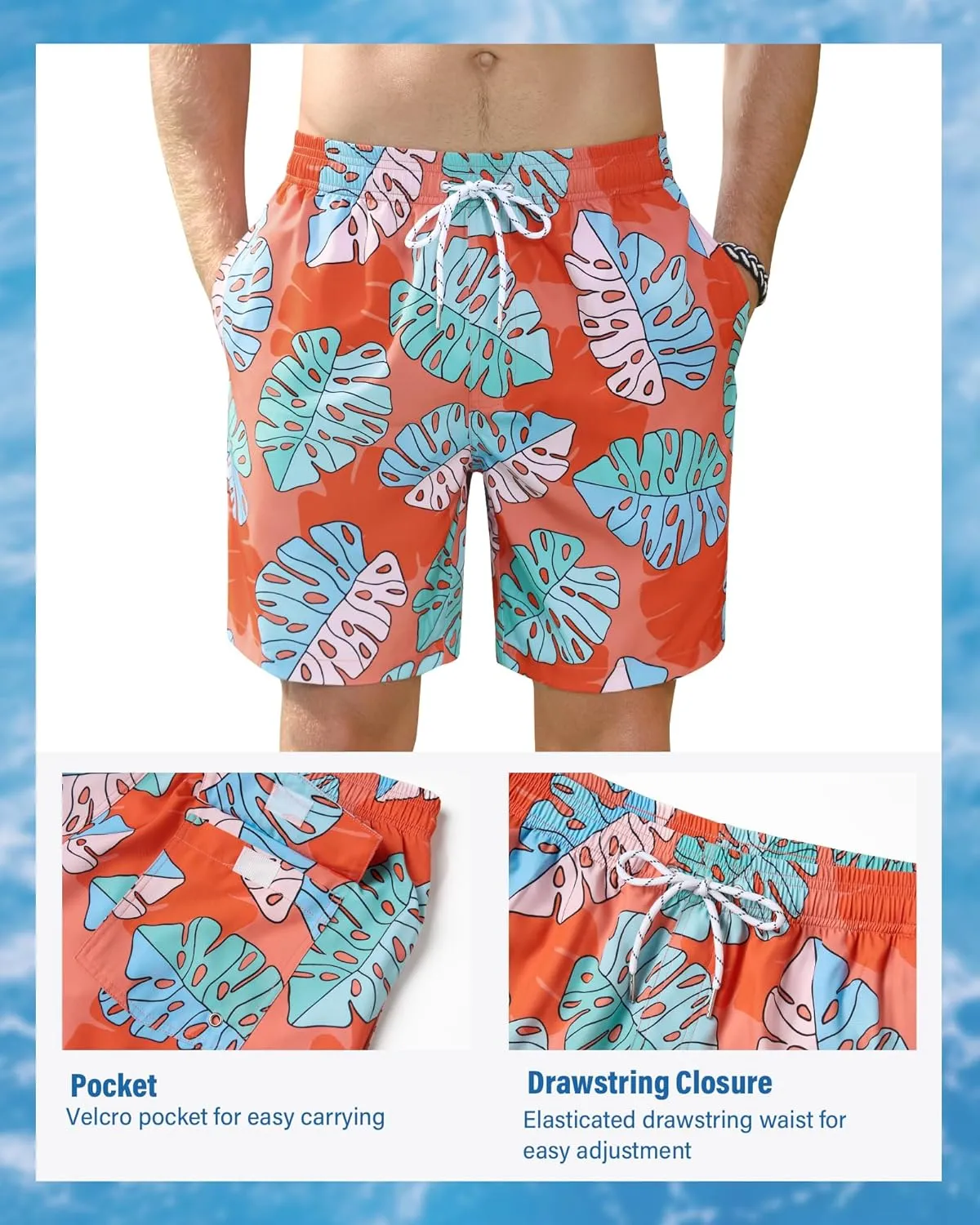Swim Trunks Mens 7 Inch Bathing Suit with Mesh Liner Men's Stretch Swimwear Quick Dry Swimsuit Beach Shorts