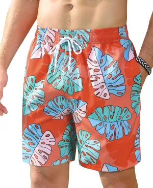Swim Trunks Mens 7 Inch Bathing Suit with Mesh Liner Men's Stretch Swimwear Quick Dry Swimsuit Beach Shorts