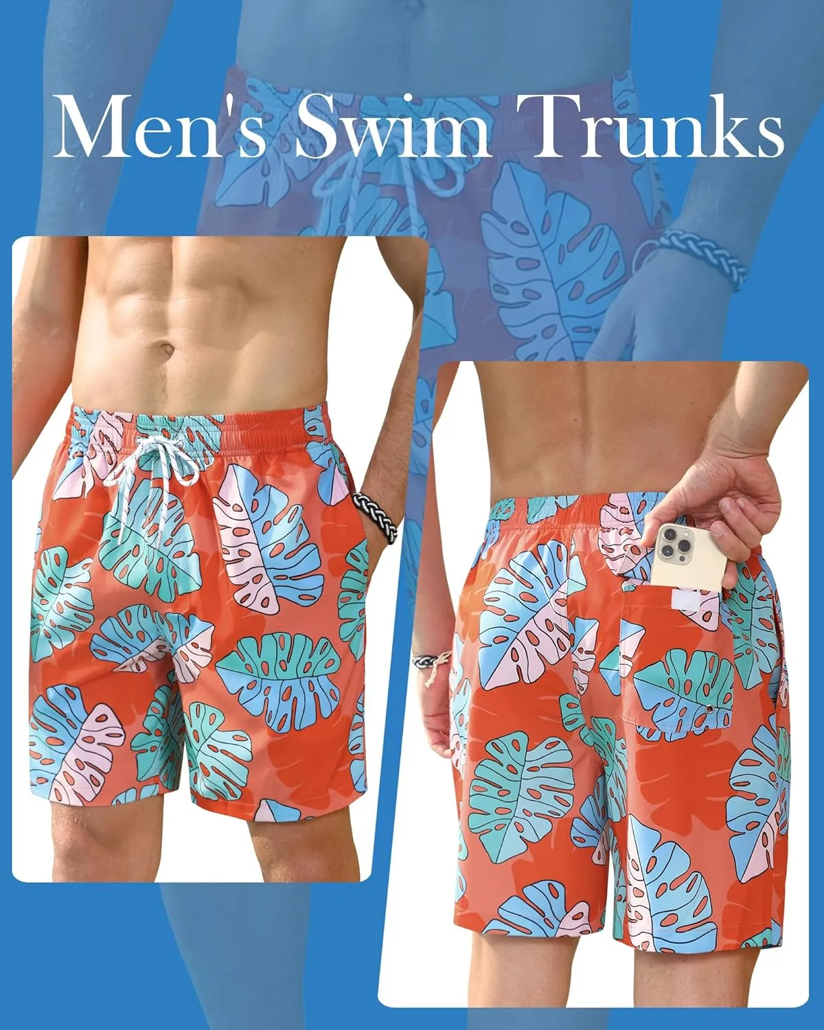 Swim Trunks Mens 7 Inch Bathing Suit with Mesh Liner Men's Stretch Swimwear Quick Dry Swimsuit Beach Shorts