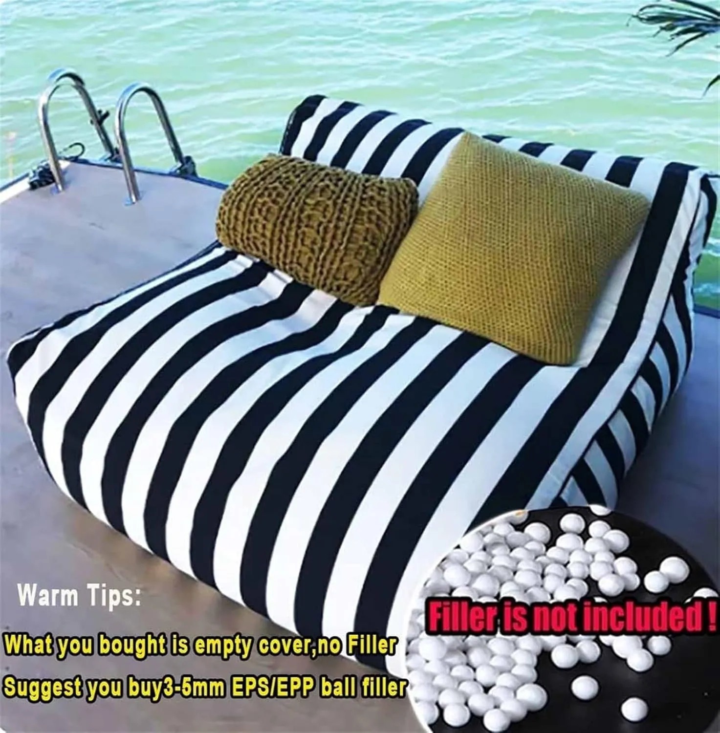 SXBCyan Floating Bean Bag for Pool - Outdoor Waterproof Bean Bag Chairs for Adults - Reusable Bean Bag for Swimming Without Filler Garden Beach Camp Beanbag Sofa Bed Puff Lounge(Navy Blue)