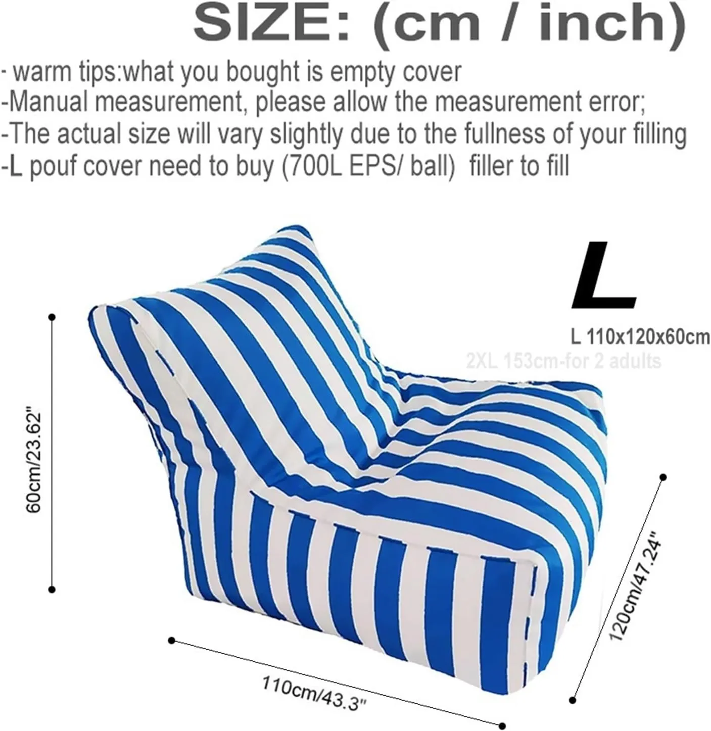 SXBCyan Floating Bean Bag for Pool - Outdoor Waterproof Bean Bag Chairs for Adults - Reusable Bean Bag for Swimming Without Filler Garden Beach Camp Beanbag Sofa Bed Puff Lounge(Navy Blue)