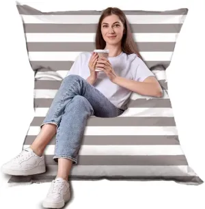 SXBCyan Floating Bean Bag for Pool（No Filler）-Outdoor Oxford Bean Bag Cover Floats Pillowsac-Pool Floating Bean Bag-Outdoor Stripes Bean Bag Pouf Cover-Reusable Bean Bag for Swimming(Light Grey)