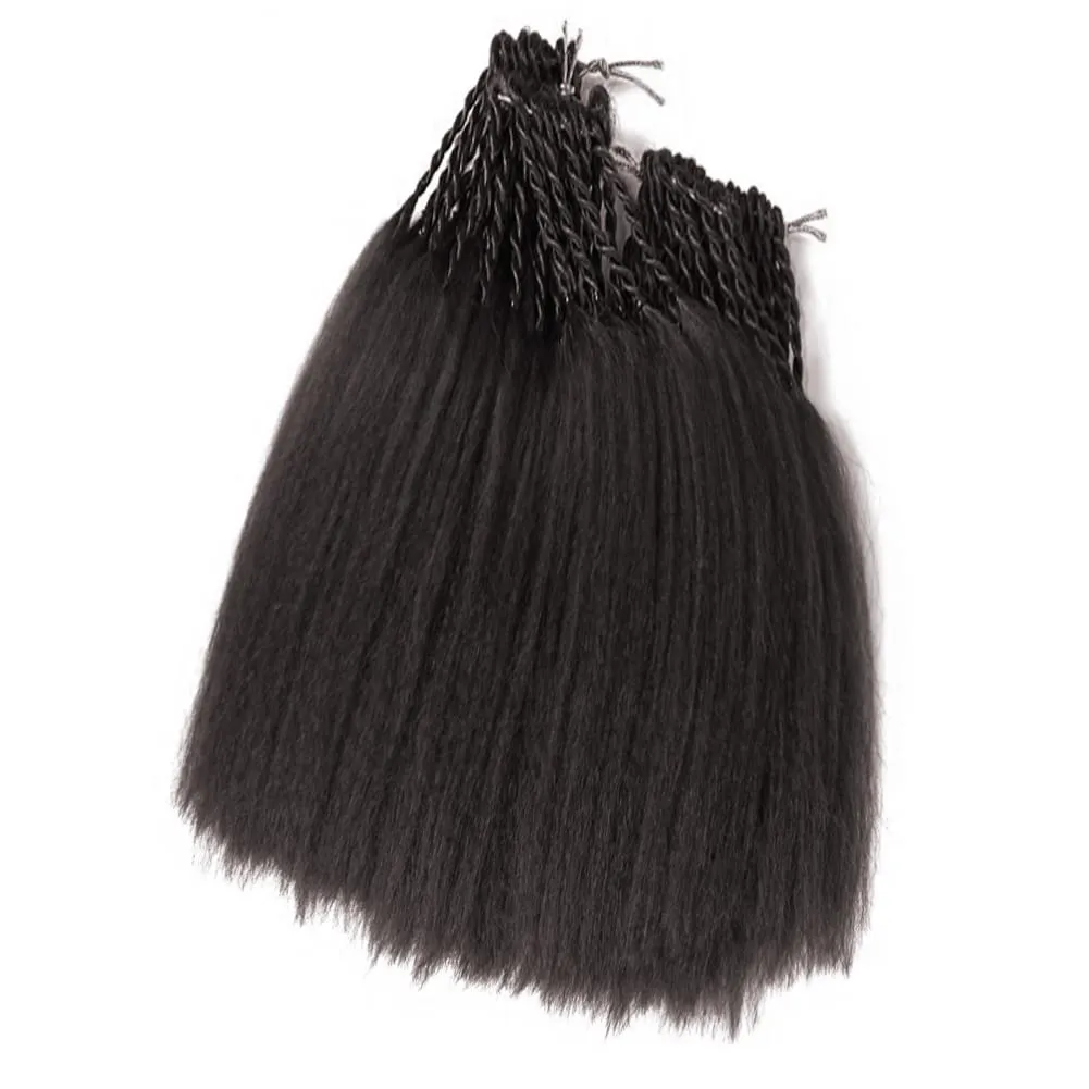 Synthetic Kinky Straight Crochet Braid Hair with Adjustable Pre-looped Yaki straight Crochet Braiding Hair Extension for Black Women 6 Packs 14 Inches 96 Roots 2# Natural Black