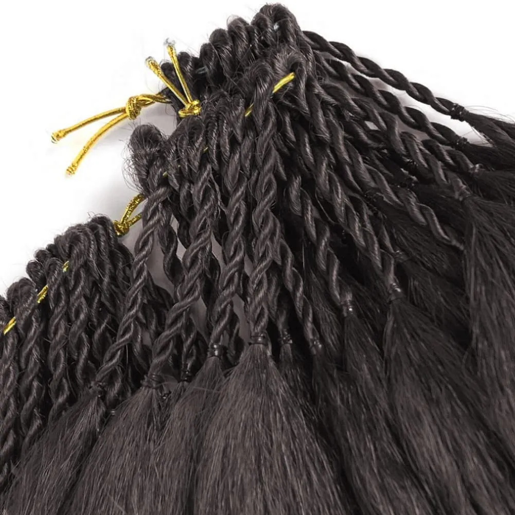 Synthetic Kinky Straight Crochet Braid Hair with Adjustable Pre-looped Yaki straight Crochet Braiding Hair Extension for Black Women 6 Packs 14 Inches 96 Roots 2# Natural Black