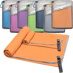 SYOURSELF 2 Pack Microfiber Camping Towel, Quick Dry Towel, Soft Absorbent Compact Travel Gym Workout Sweat Towel for Beach Yoga Swim Travel Camping Hiking Backpack Essentials (XL:72"x32" 12"x24")