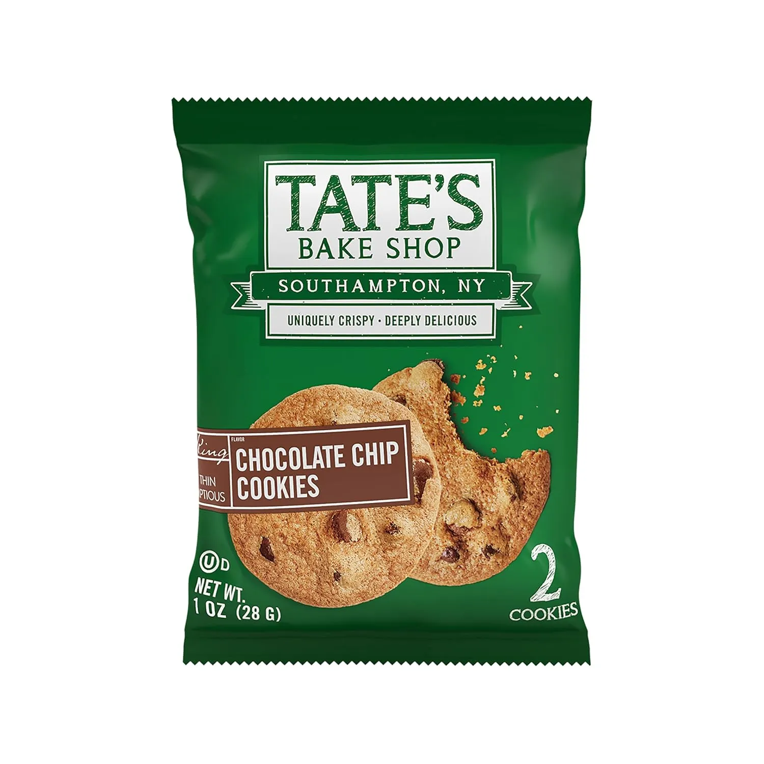 Tate’s Bake Shop Chocolate Chip Cookies, 16 – 2 Cookie Snack Packs (2 Boxes)