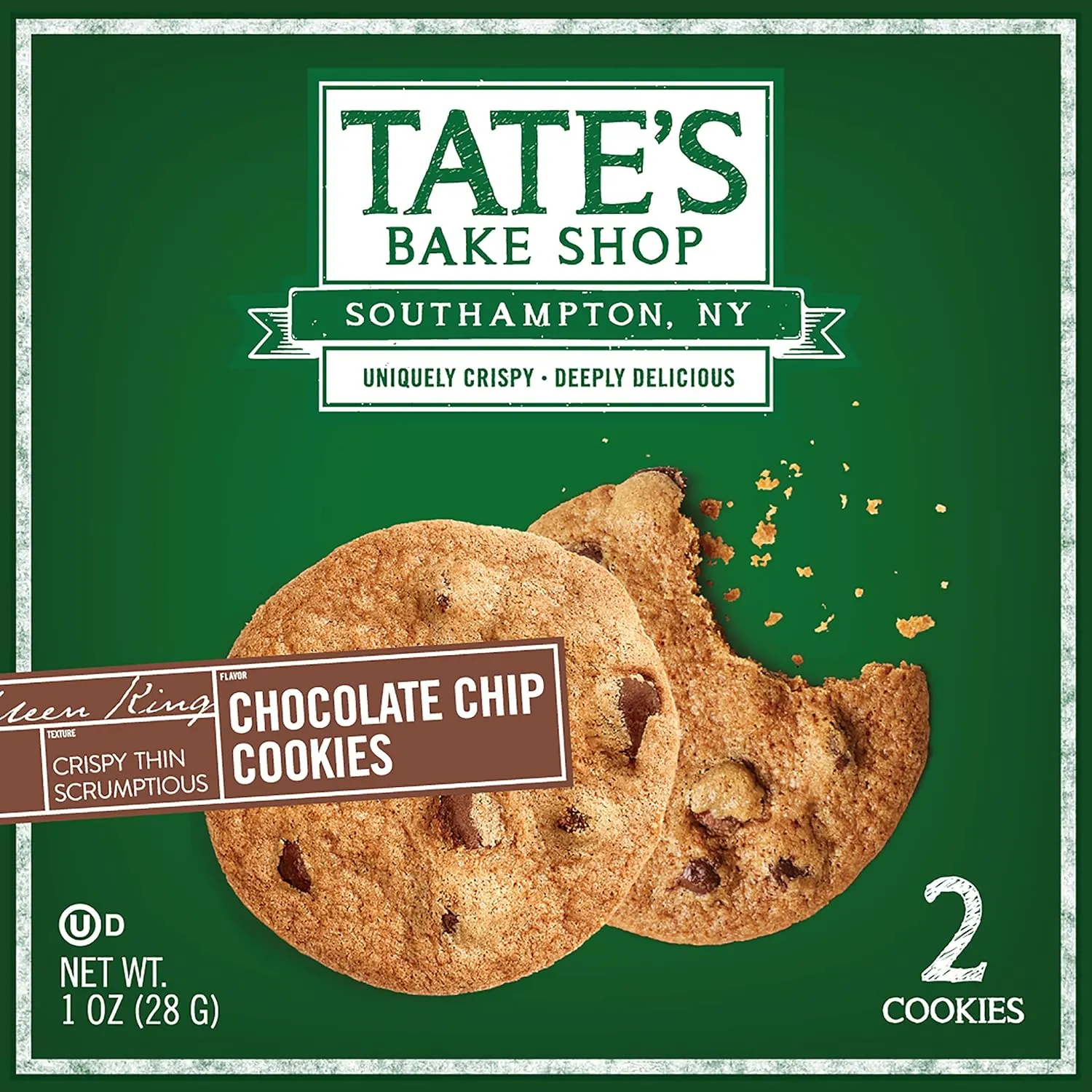 Tate’s Bake Shop Chocolate Chip Cookies, 16 – 2 Cookie Snack Packs (2 Boxes)