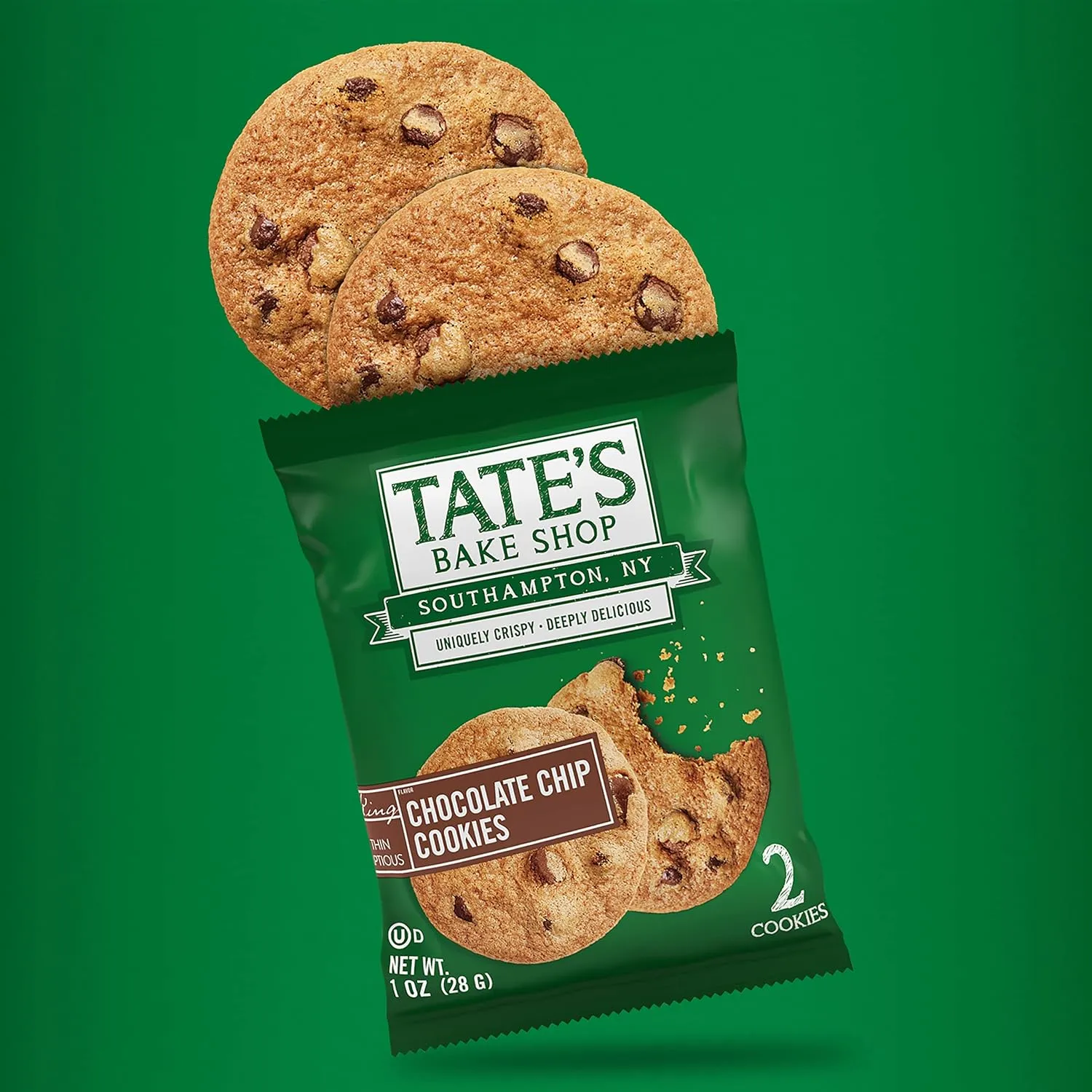 Tate’s Bake Shop Chocolate Chip Cookies, 16 – 2 Cookie Snack Packs (2 Boxes)