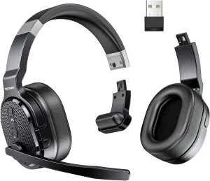 TECKNET Bluetooth Trucker Headset, Single and Dual Ear Wireless Headset with Mic for Work Noise Cancelling, 50Hrs 3 EQ Music Modes Trucker Bluetooth Headphones for PC, Drivers, Office, Call Center