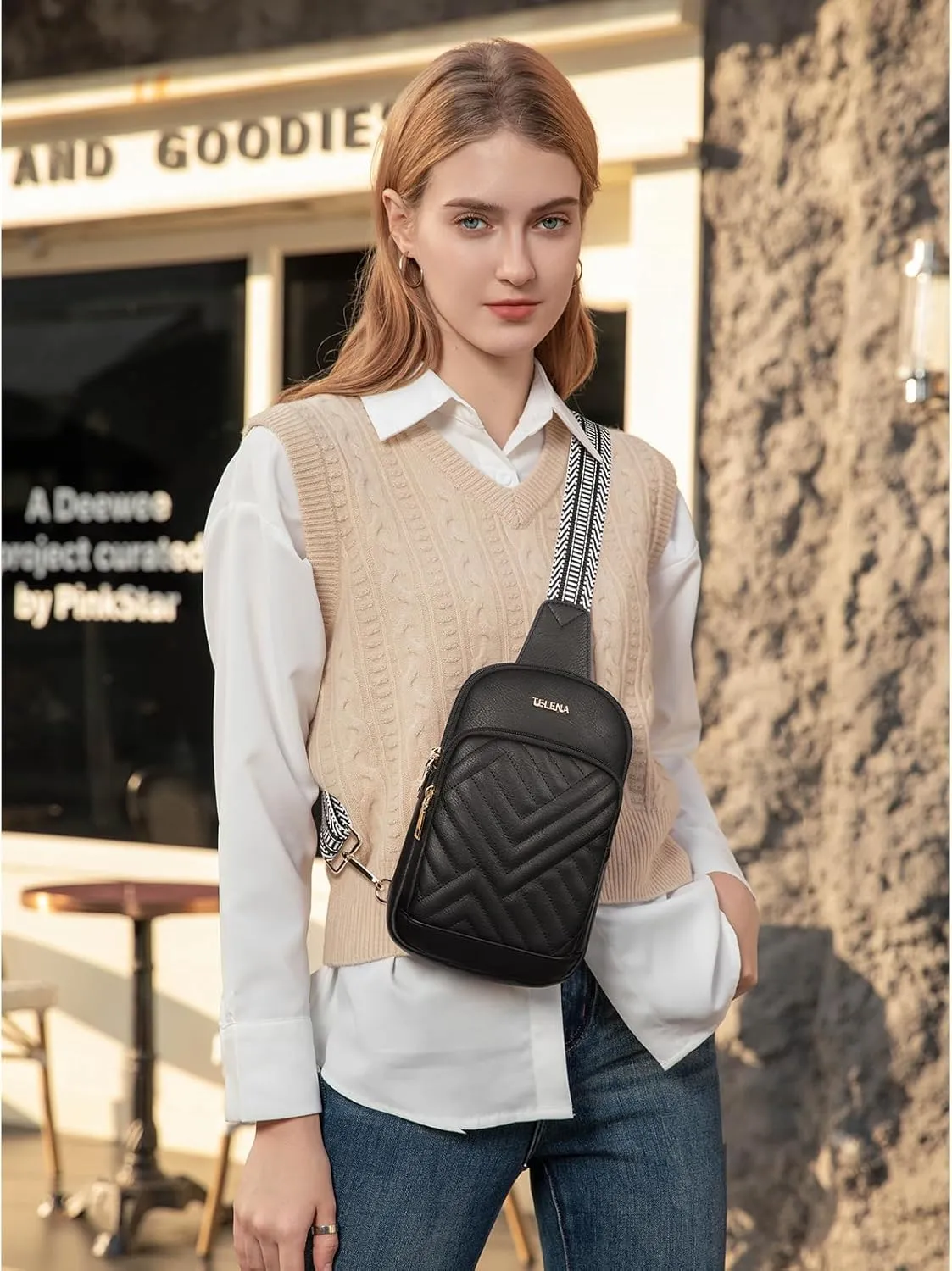 Telena Large Sling Bag Crossbody Bags for Women Fanny Packs Cross Body with Adjustable Strap