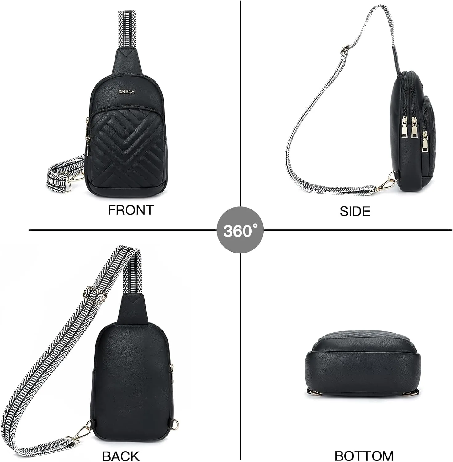 Telena Large Sling Bag Crossbody Bags for Women Fanny Packs Cross Body with Adjustable Strap