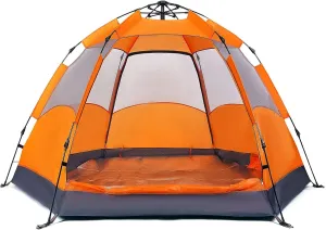 Tent Outdoor Rain Shelter, Pop Up Tent for 3 to 4 Person Automatic Opening Tent Hexagonal, UV Protected Family Camping Tents, for Camping Backpacking Hiking Beach Outdoor
