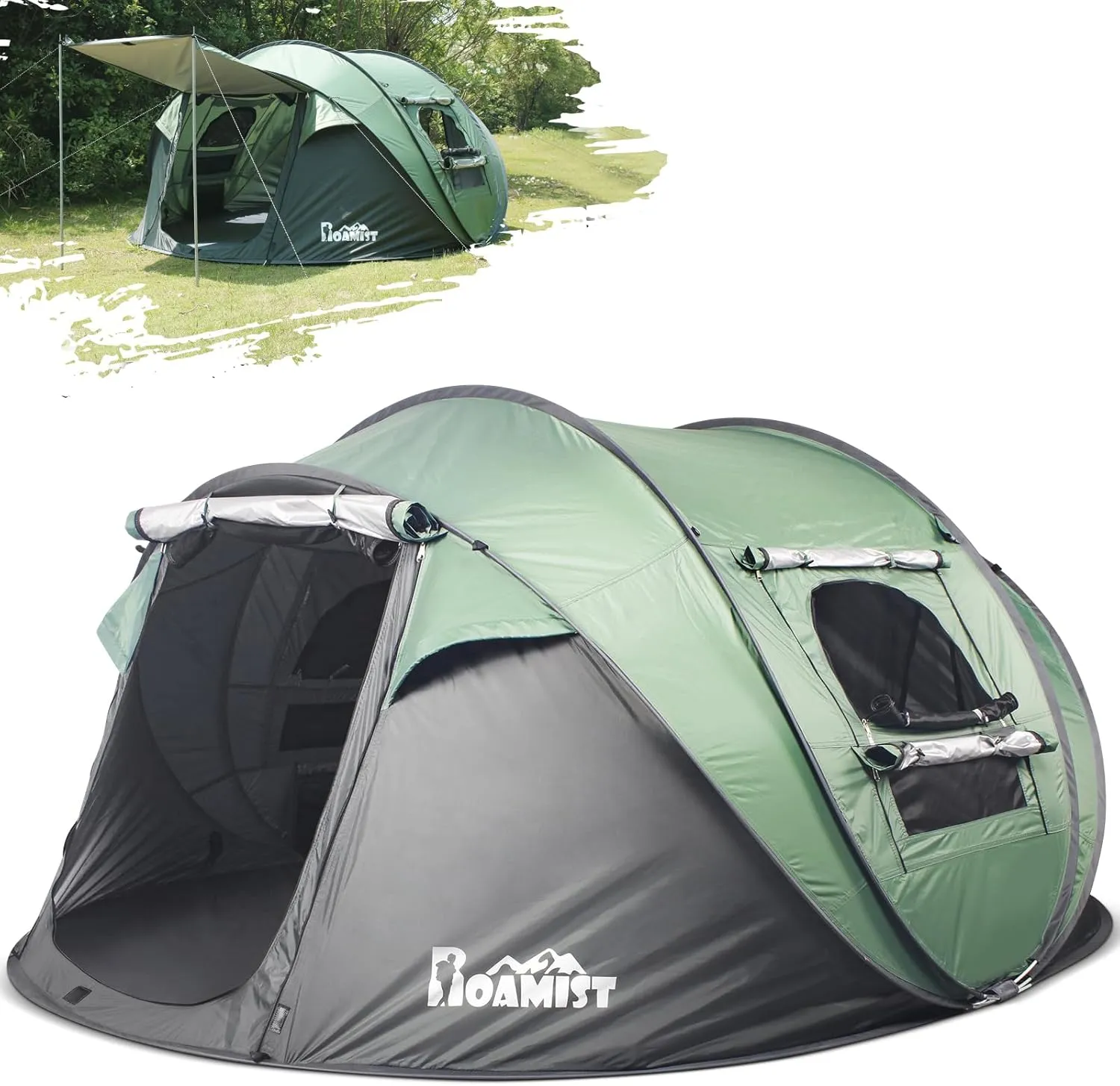 Tents for Camping, 2/3/4 Person Easy Pop Up Tents for Camping, Waterproof Windproof Automatic Setup Camping Tent with Extra Storage, 2 Doors Instant Family Tents for Hiking & Traveling