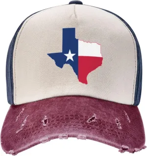 Texas Flag Map Upgrade Your Style with Funny Adjustable Cotton Baseball Caps for Men and Women