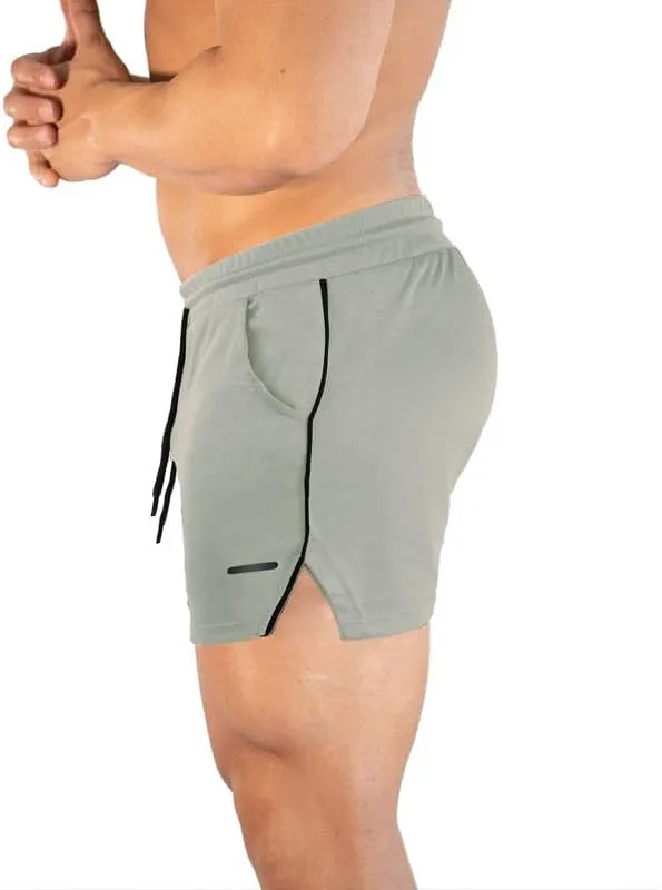 TEZO Mens 5" Gym Workout Shorts Athletic Running Training Quick Dry Short Pants Pockets Lightweight Mesh Activewear