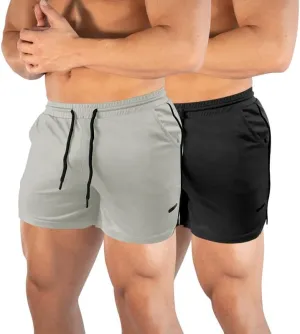 TEZO Mens 5" Gym Workout Shorts Athletic Running Training Quick Dry Short Pants Pockets Lightweight Mesh Activewear