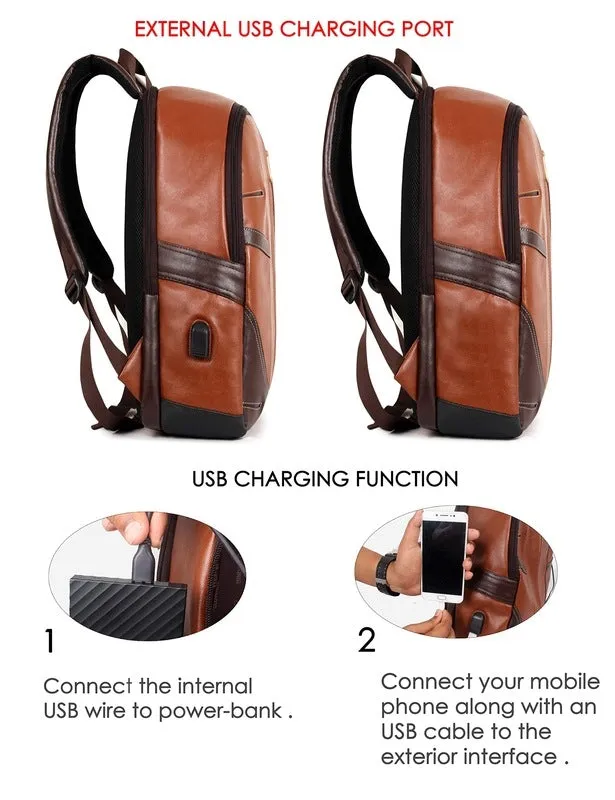 THE CLOWNFISH Havok 22 Liter Laptop Backpack - Water Resistant, USB Port | For Travel & Work | Brown
