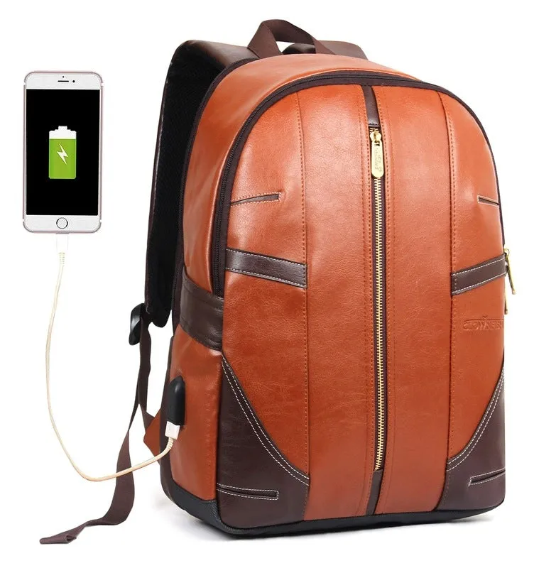THE CLOWNFISH Havok 22 Liter Laptop Backpack - Water Resistant, USB Port | For Travel & Work | Brown