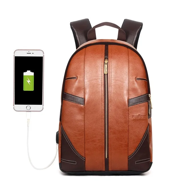 THE CLOWNFISH Havok 22 Liter Laptop Backpack - Water Resistant, USB Port | For Travel & Work | Brown